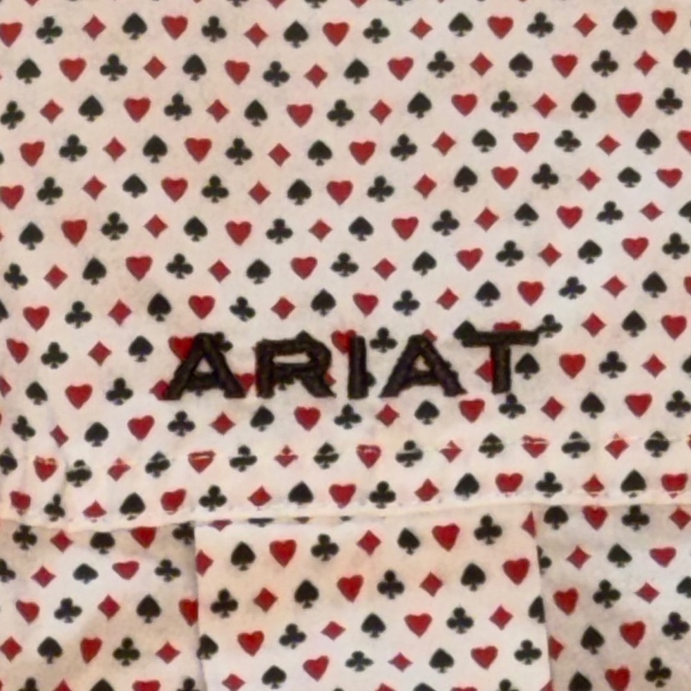 Ariat Men's Neithan Long Sleeve Shirt Card Suit Print Casino Medium Enbroidered